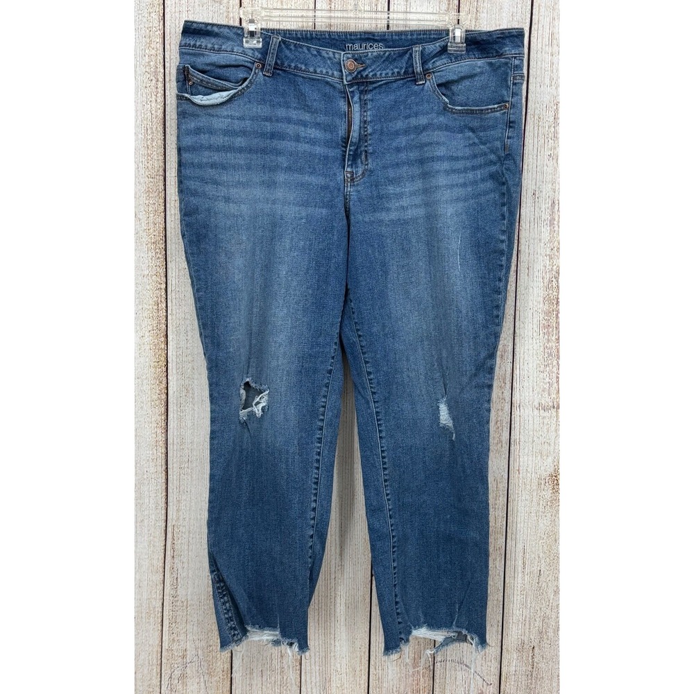 Maurices Women's 22W High Rise Distressed Crop Jeans